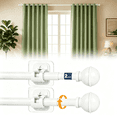 thumbnail image 1 of Curtain Rod No Drilling for Windows 27 to 84",Renter Friendly No Drill Adjustable Rod, 5/8 Inch Diameter Easy Install Non Screw Screwless Apartment Rods with Stick on Bracket Holder 2-Pack（white）, 1 of 15