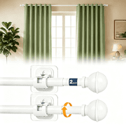 Curtain Rod No Drilling for Windows 27 to 84",Renter Friendly No Drill Adjustable Rod, 5/8 Inch Diameter Easy Install Non Screw Screwless Apartment Rods with St