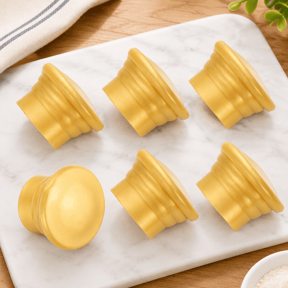 Curtain Rod Ends, 6Pcs Plastic Drapery Rail Pole Head Cap Window Curtain Rail Finial Fits Dia. 26-28mm Rods Pole End Plug Cap for Home Office Decorative Curtain, Gold