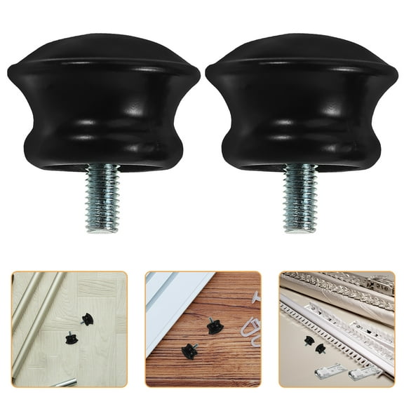 Amosfun Curtain Rod End Caps Decorative Plastic and Stainless Steel Black Color Elegant Design for Home 5/8 inch
