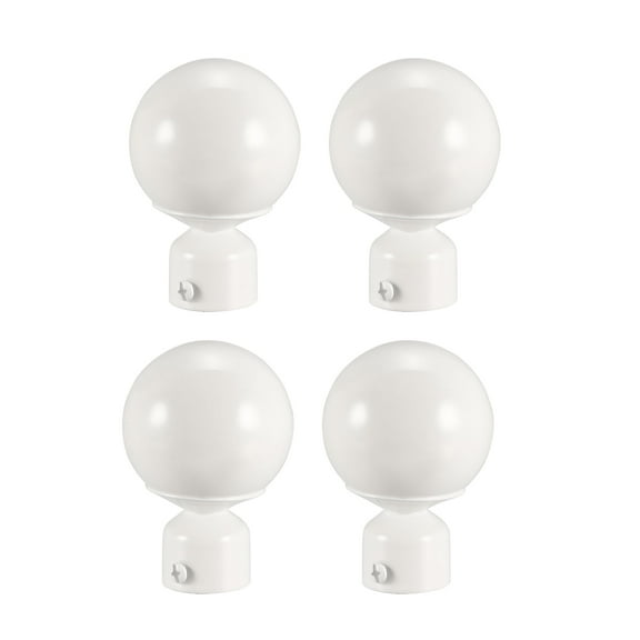 Curtain Rod Finials Iron Ball End for 28mm Drapery Pole White 90mm x 60mm 4 Pcs