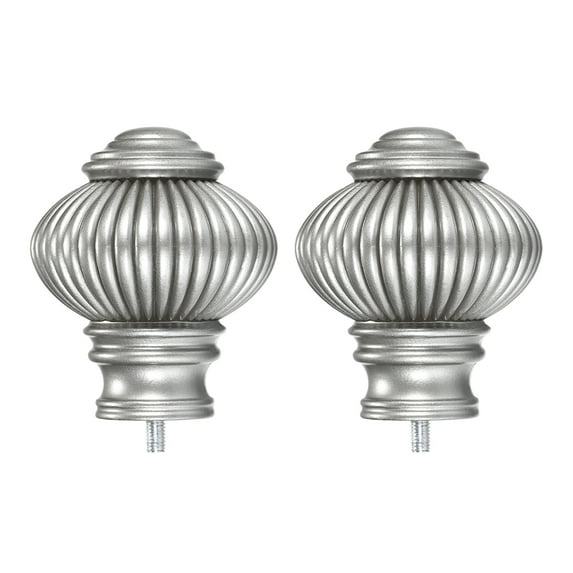 Curtain Rod Finials,Plastic End for 19mm Dia(Max.) Rod,Small Type Design Gray 2pcs
