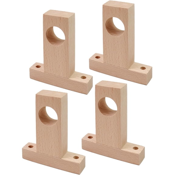 Antrader Curtain Rod Holders,Unfinished Wooden Holder Brackets,Inner Hole Diameter 32mm/1.25",4Pcs