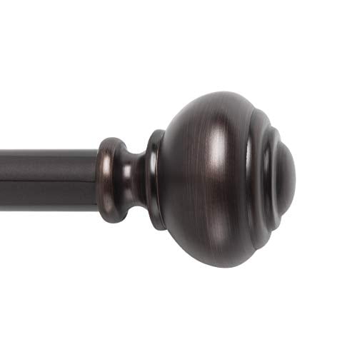 Bronze Adjustable Steel Curtain Rod with Decorative Finial, 36"-72"