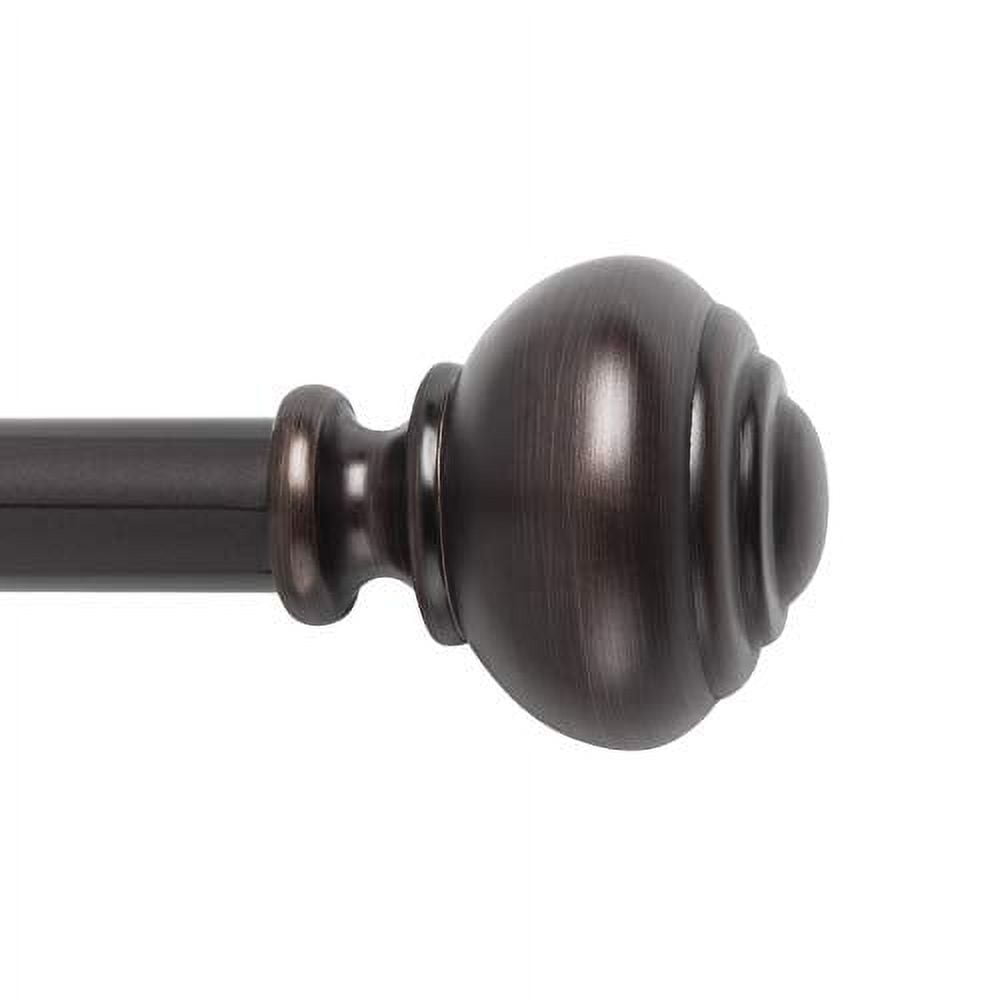 Bronze Adjustable Steel Curtain Rod with Decorative Finial, 36"-72"