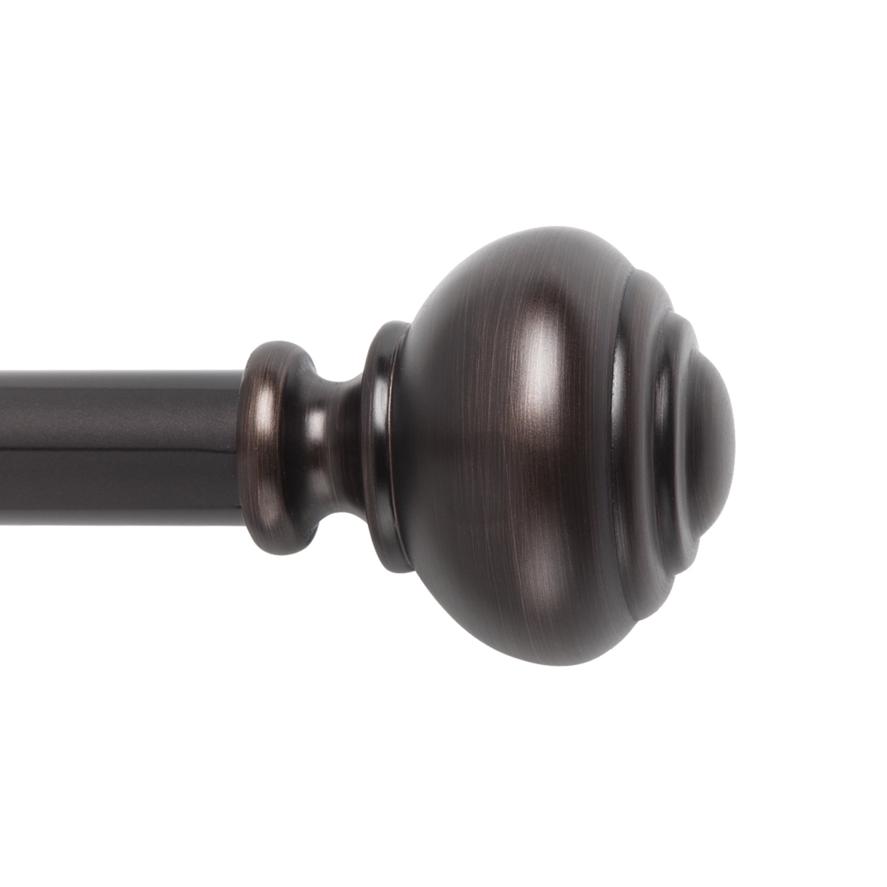 SnugSet 1" Bronze Taylor Knob Adjustable Single Curtain Rod, 36"-72"