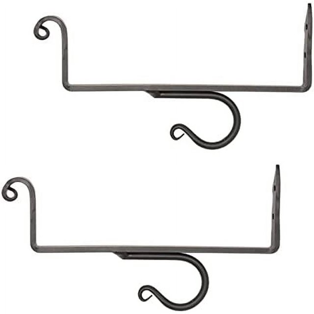 Curtain Rod & Shelf Bracket Set Hand Wrought Iron with Scrolls