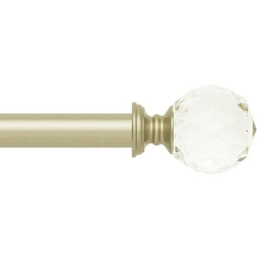 Curtain Rod clear acrylic plexiglass finials Champagne Telescoping Adjustable drapery rod 76 to 140 cm with 3 piece curtain brackets. 30 to 55 inch length.