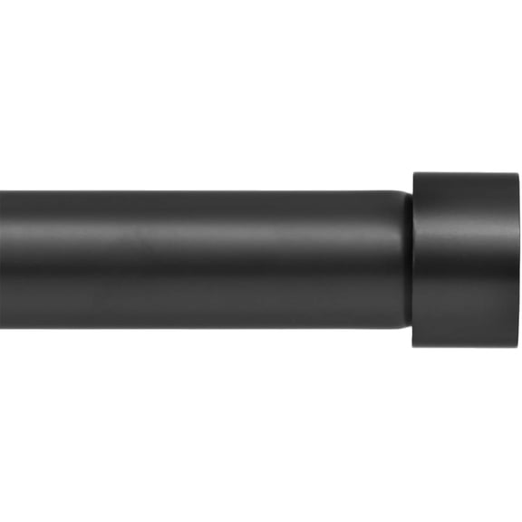 Curtain Rod for Windows 48 to 86 Inch – 1 Inch Telescoping Drapery Rod, 2 Long Sections, End Cap Finials, Black
