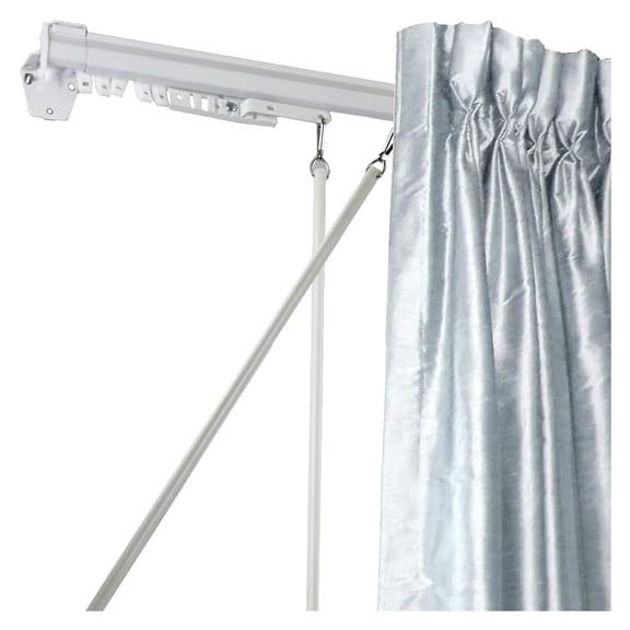 Curtain Rod,traverse style,adjustable baton draw,66-120 in length,for living room,white