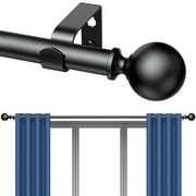 Curtain Rods 120-170 Inch, 180-inch Rod, Adjustable Length Heavy Duty Decorative Finials Diameter 7/8 inch,14 ft, Black