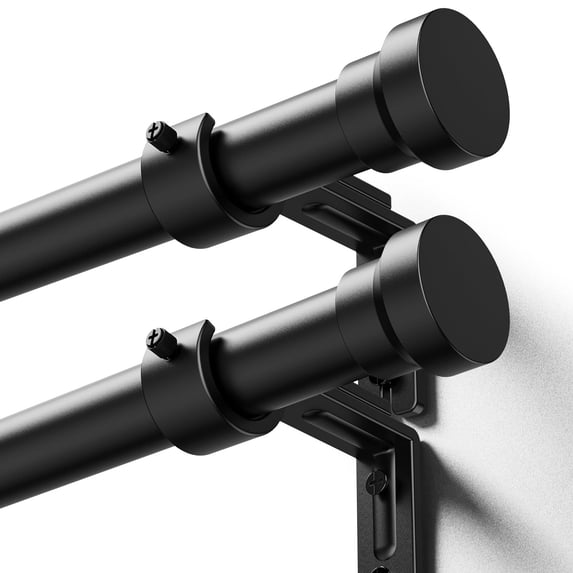 Curtain Rods 2 Pack 32-58 Inch Heavy Duty 1 Rod Black Short Adjustable ...