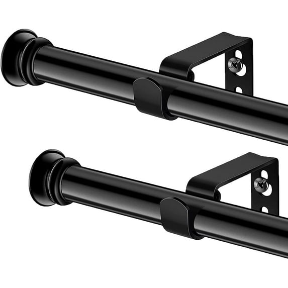Curtain Rods 2 Pack 5/8 inch Black Curtain Rods for Windows 30 to 88 ...