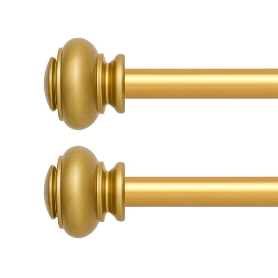 Curtain Rods 30-55" Gold Adjustable drapery rod with 58mm ball finials and 3 piece wall brackets. 2PACKS