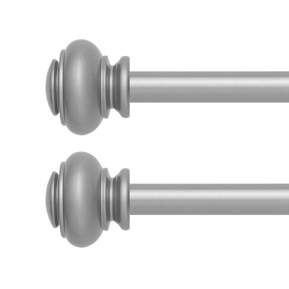 Curtain Rods 30-84" Nickel Adjustable drapery rod with 58mm ball finials and 3 piece wall brackets. 2PACKS
