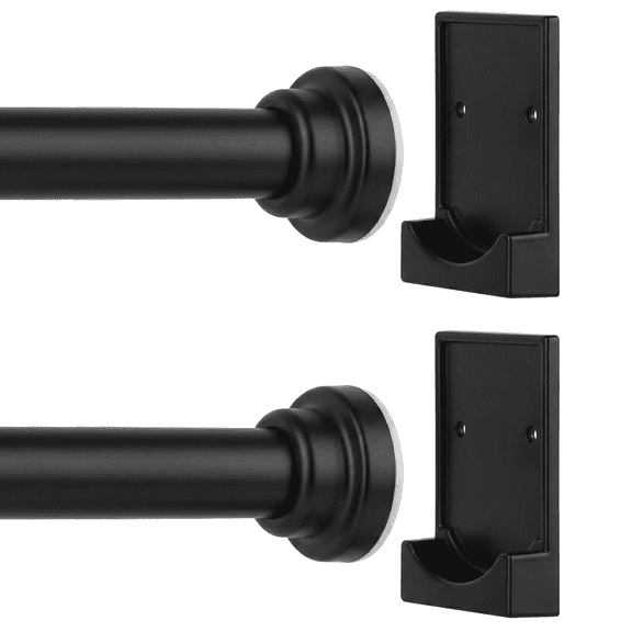 MIBOTE Curtain Rods 32-85 Inch,Adjustable Curtain Rod with Holders for Windows,Anti-Slip,Curtain Rods No Drilling,Modern Design,Black