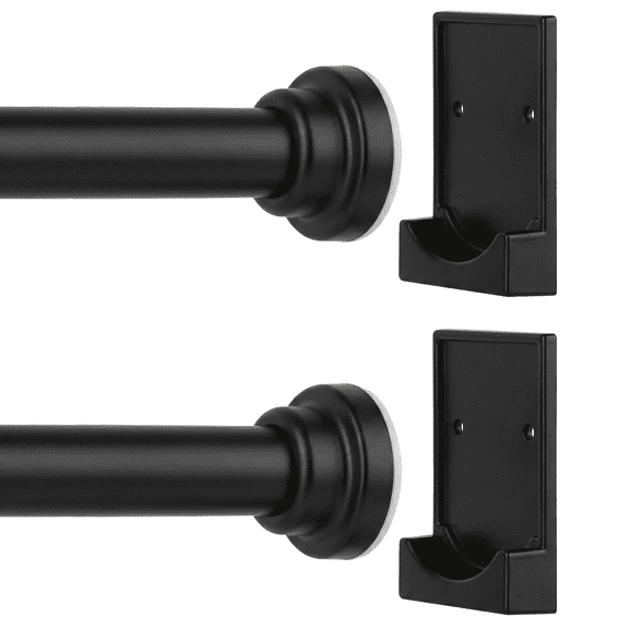 MIBOTE Curtain Rods 32-85 Inch,Adjustable Curtain Rod with Holders for Windows,Anti-Slip,Curtain Rods No Drilling,Modern Design,Black