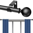thumbnail image 1 of Curtain Rods 84-160 Inch, 170-inch Rod, Adjustable Length Heavy Duty Decorative Finials Diameter 7/8 inch,13 ft, Black, 1 of 7