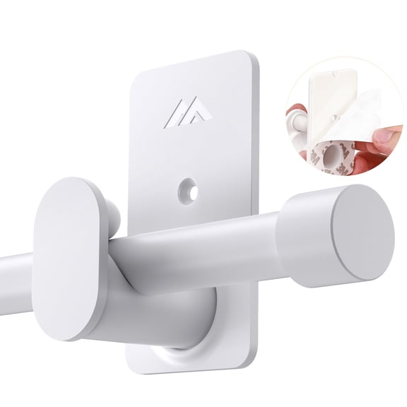 Curtain Rods No Drilling 30 to 60 Inches,【Upgrade Dual Support】 Adhesive & Invisible Nail 5/8 Inch No Drill Curtain Rods, Renter Friendly for Apartments Dorms, White