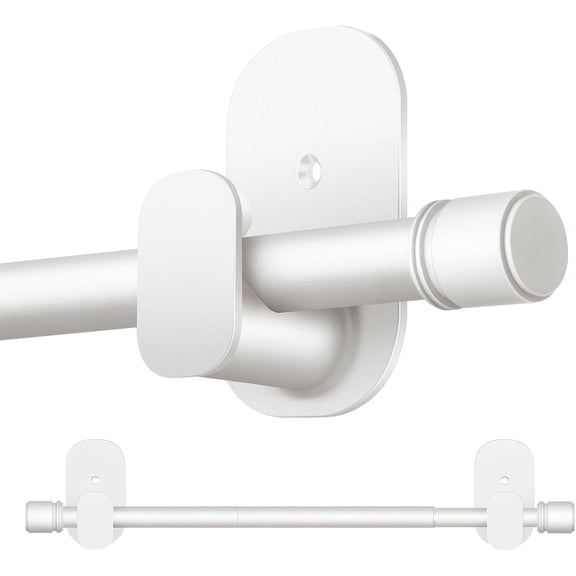 Curtain Rods No Drilling 32 to 58 Inch,  5/8 Inches No Drill Curtain Rods for Windows 40 to 54 Inches(3.2-4.5 ft), Renter Friendly Adjustable Small Drapery Rod for Lightweight Curtains, White