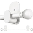 thumbnail image 1 of Curtain Rods No Drilling 32 to 58 Inches, 5/8 Inch Drill for Windows with 3M Adhesive Brackets, Renter Friendly Drapery Pole White Round Finials, 1 of 5
