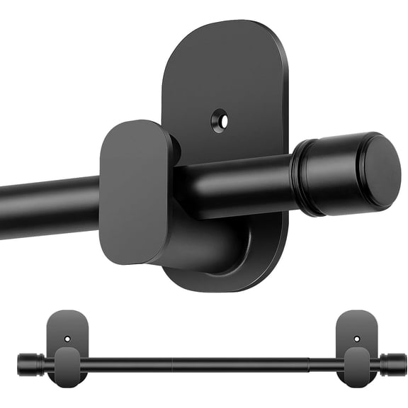 Curtain Rods No Drilling 32 to 86 Inch, 5/8 Inches Drill for Windows 55 82 Inches(4.5-6.8 ft), Renter Friendly Adjustable Small Drapery Rod Lightweight Curtains, Black