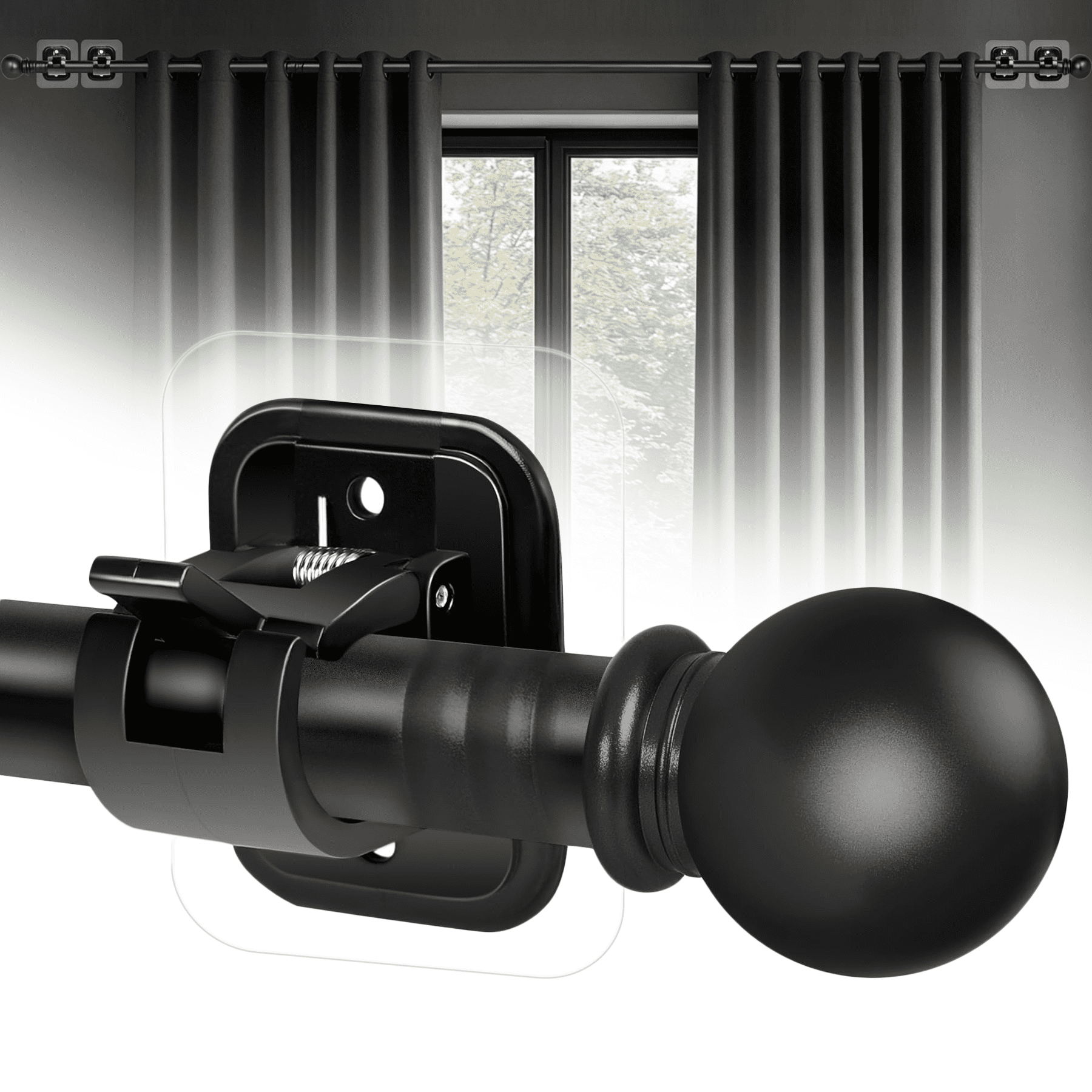 Curtain Rod No Drilling Curtain Rods No Drilling for Windows 30 to 45 Inch, 5/8 Inch Diameter