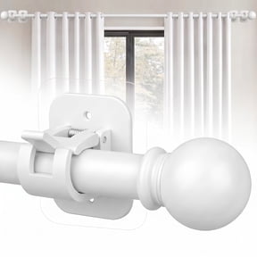 Curtain Rods No Drilling for Windows 32 to 128 Inch, 5/8 Inch Diameter Drapey Pole with No Drill Curtain Rod Brackets, Renter Friendly Cortineros Para Ventanas (White)