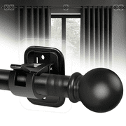 Curtain Rods No Drilling for Windows 48 to 96 Inch, 5/8 Inch Diameter Drapey Pole with No Drill Curtain Rod Brackets, Re
