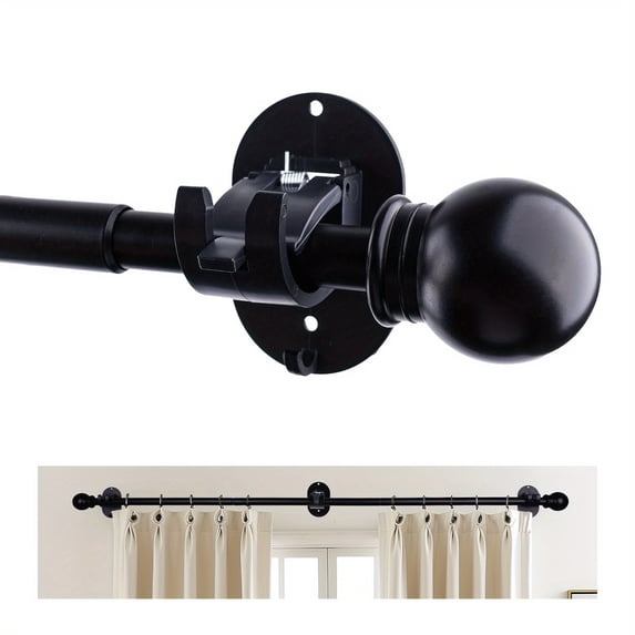 Curtain Rods No Drilling for Windows Set 30 to 112 Inch, 3/4 Inch Diameter Renter Friendly Drapery Rod with Adhesive Brackets Without Drilling, Adjustable Telescoping Design From 30 to 124 Inches