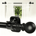 thumbnail image 1 of Curtain Rods No Drilling for Windows Set 32 to 48 Inch,5/8 Inch Diameter Drapey Pole with No Drill Curtain Rod Brackets,Renter Friendly Cortineros Para Ventanas with Adhesive Holder Hook (Black), 1 of 18