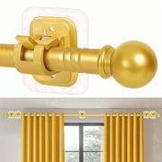Curtain Rods No Drilling for Windows Set 32 to 64 Inch,5/8 Inch Diameter Drapey Pole with No Drill Curtain Rod Brackets,