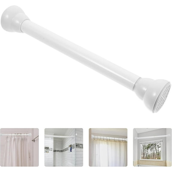Curtain Rods, Expandable Spring Loaded Curtain Tension Rod, Stretchable Tension Heavy Duty Rod Non Slip No Drilling for Windows Bathroom Cupboard Closet Shower(Black, 26-34cm)
