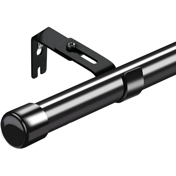 LCOKEIY 1" Black Curtain Rod for Windows with Adjustable Brackets, Easy Install, 30 - 46"