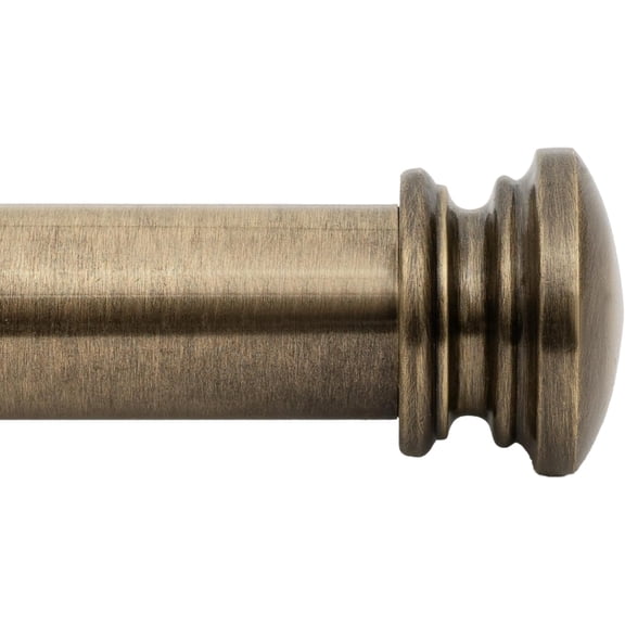 Curtain Rods for Windows 18 44 Inch, 1 Inch Heavy Duty Extendable Metal Drapery Rod, Adjustable Curtain Rod with Decorative End Cap Finials for Living Room Bedroom, Antique Brass