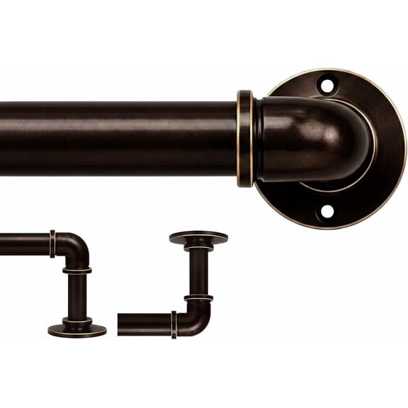 Curtain Rods for Windows 18 to 86 Inch, 1 Inch Diameter Adjustable small wrap around wraparound Blackout Heavy Duty short farmhouse metal single Drapery Rods with Aluminium Finials-