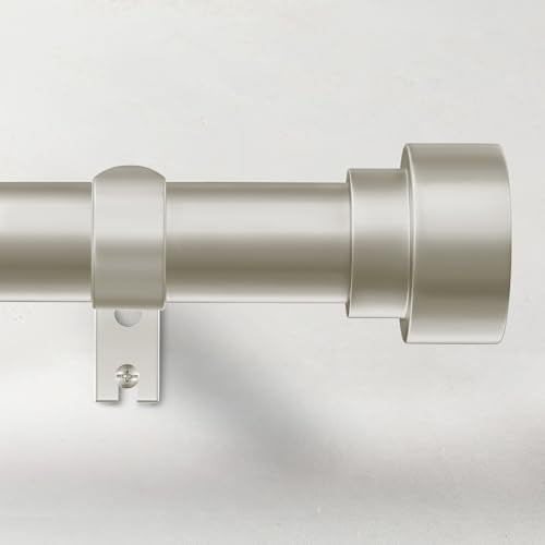 Curtain Rods for Windows 28 to 48, 1 Inch Adjustable Heavy Duty Curtain Rod with Simple End Caps, Outdoor Window Drapery Rods for Patio, Size 32"-60", Brushed Nickel