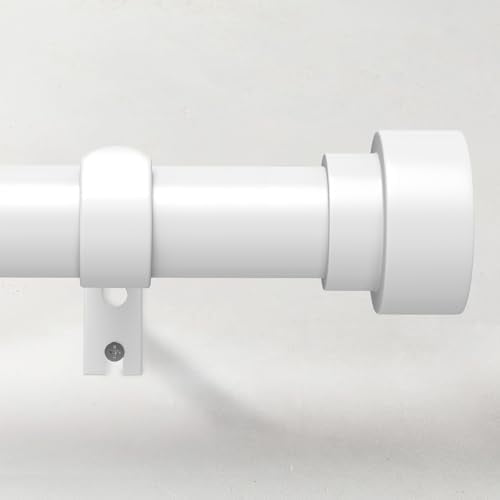 Curtain Rods for Windows 28 to 48, 1 Inch Adjustable White Heavy Duty Curtain Rod, Modern Style Indoor Outdoor Drapery Rods with End Caps, Size 32" - 60"