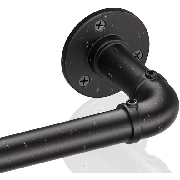 Curtain Rods for Windows 28 to 48 Inch, Black Adjustable Curtain Rod, 1 Inch Industrial Heavy Duty Curtain Rods, Blackout Wrap Around Curtain Rod, Indoor/Outdoor Curtain Rod