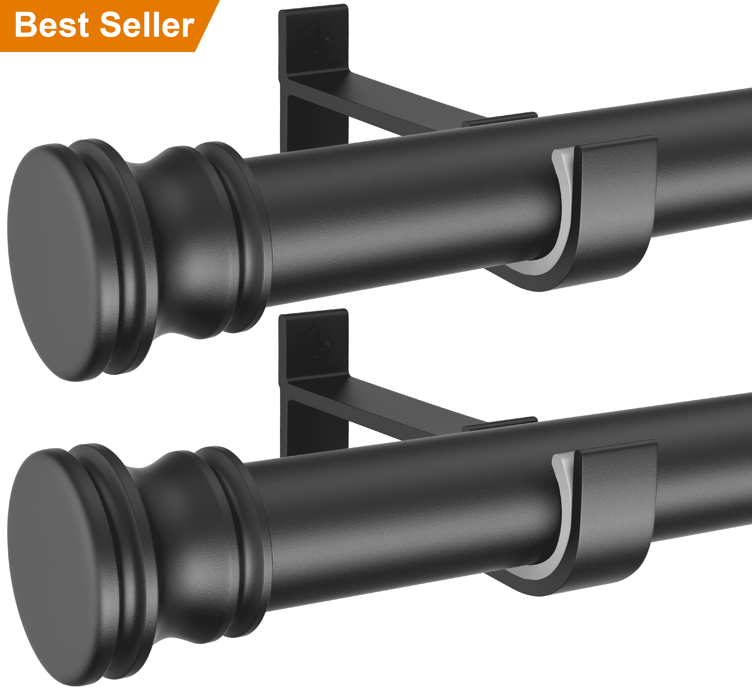 Curtain Rods for Windows  28 to 48 Inch, Black Curtain Rod, Heavy Duty Industrial Curtain Rods, Drapery Rods, 1 Inch Adjustable Indoor/Outdoor Curtain Rod 32-48"