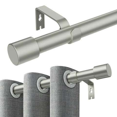 Curtain Rods for Windows 68 to 120 inch, Adjustable Window Curtain Rod, Single Window Curtain Rod with Aluminium End Cap, 1 inch Diameter Decorative Curtain Rod Set, Modern Decorative Drapery Rods