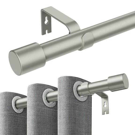 Curtain Rods for Windows 32 to 144 inch, Adjustable Window Curtain Rod, Single Window Curtain Rod with Aluminium End Cap, 1 inch Diameter Decorative Curtain Rod Set, Modern Decorative Drapery Rods