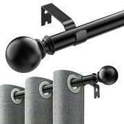 Curtain Rods for Windows 32 to 144 inch, Adjustable Window Curtain Rod, Single Window Curtain Rod with Ball Finials, 1 inch Diameter Decorative Curtain Rod Set, Modern Decorative Drapery Rods
