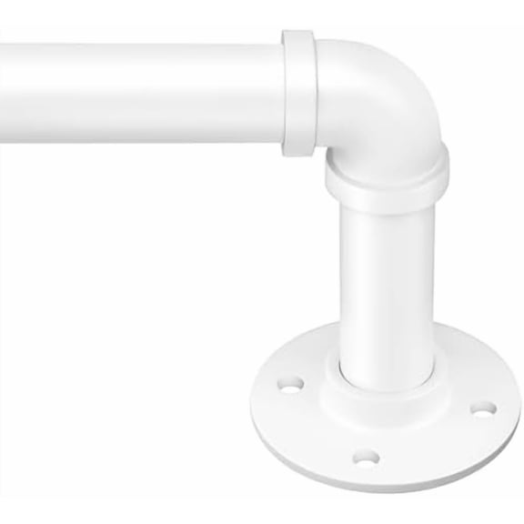 Curtain Rods for Windows 32 to 48, 1 Inch Industrial Wrap Around Curtain Rod, Indoor/Outdoor Room Divider Adjustable Drapery Pole, 32"-48", White