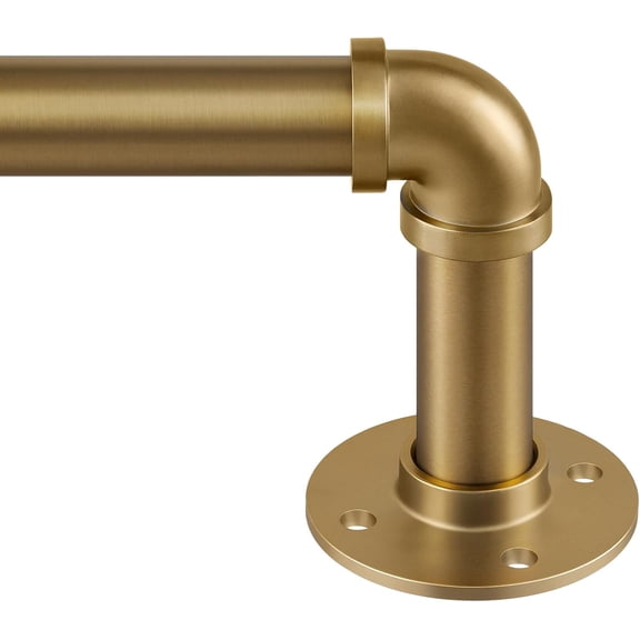 Curtain Rods for Windows 32 to 48, 1 Inch Industrial Wrap Around Warm Gold Curtain Rod, Indoor/Outdoor Room Divider Adjustable Drapery Pole, 32"-48"