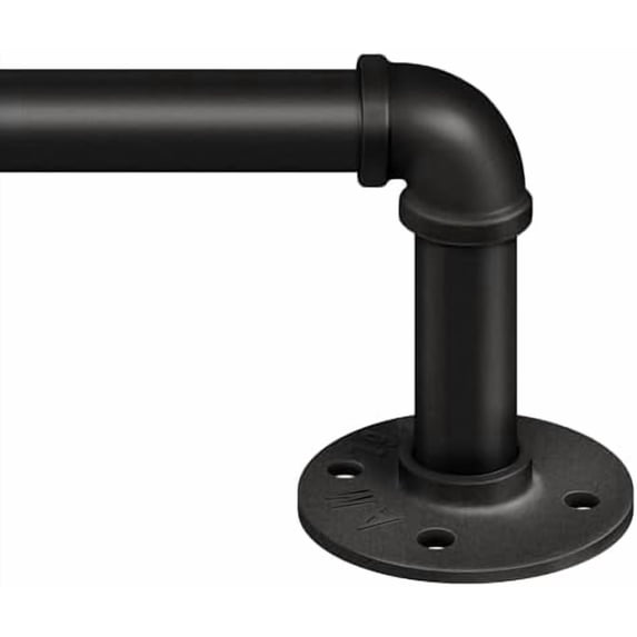 Curtain Rods for Windows 48 to 84, 1 Inch Industrial Wrap Around Black Curtain Rod, Indoor/Outdoor Room Divider Adjustable Drapery Pole, 48"-86"