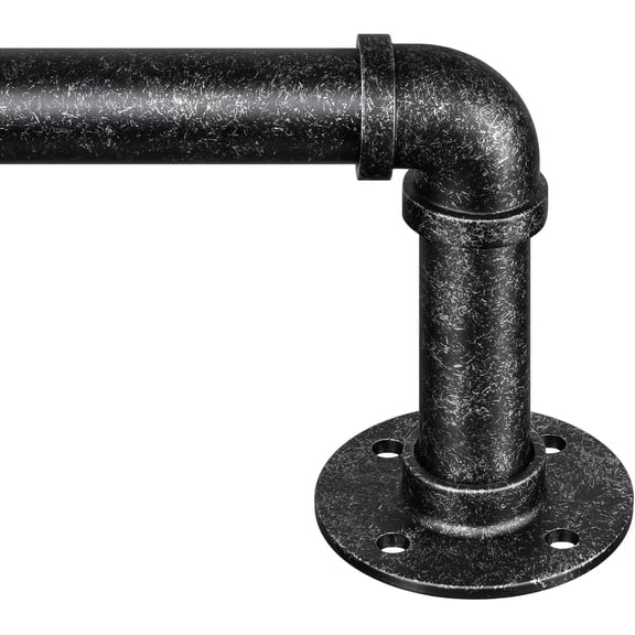 Curtain Rods for Windows 48 to 84, 1 Inch Industrial Wrap Around Vintage Black Curtain Rod, Indoor/Outdoor Room Divider Adjustable Drapery Pole, 48"-86"