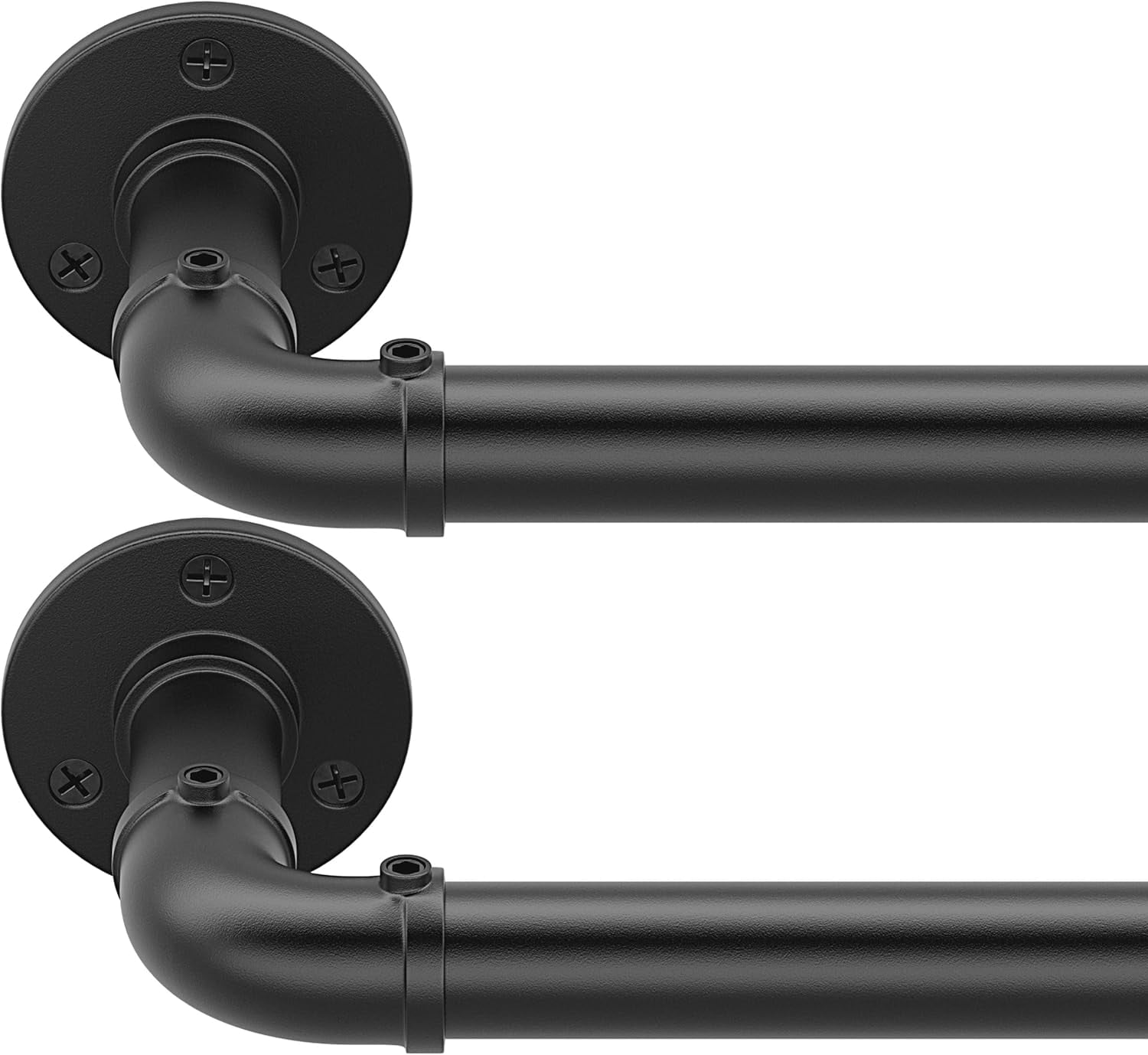 Heavy Duty Adjustable Curtain Rods (2-Pack) - 16 To 144 Inches, 1" Diameter, Black, For Blackout Curtains