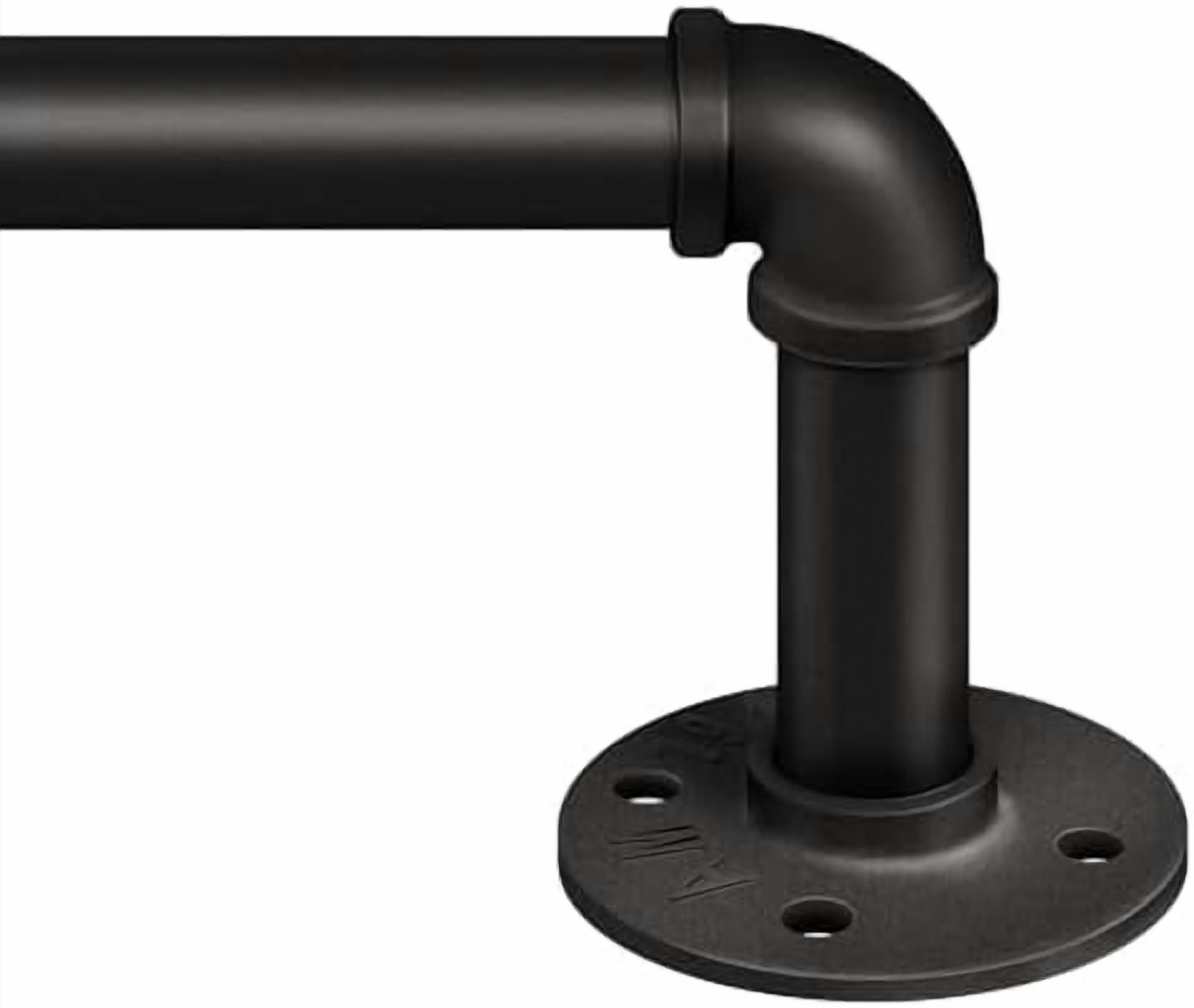 Curtain Rods for Windows 66 to 120, 1 Inch Industrial Wrap Around Black Curtain Rod, Indoor/Outdoor Room Divider Adjustable Drapery Pole, 66"-120"