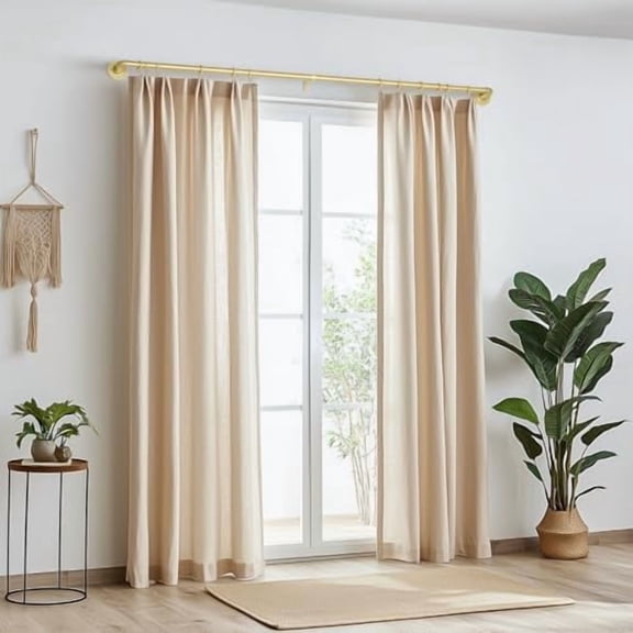 Curtain Rods for Windows 66 to 120, 1 Inch Industrial Wrap Around Curtain Rod, Indoor/Outdoor Room Divider Adjustable Drapery Pole, 66"-120", Gold